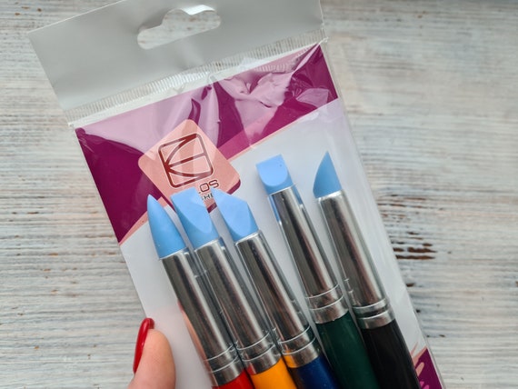 Kolos modelling rubber brushes, Set of 5 different silicone brushes, Polymer clay sculpting tool for Fimo, Sculpey, Pardo, Cernit and Metal