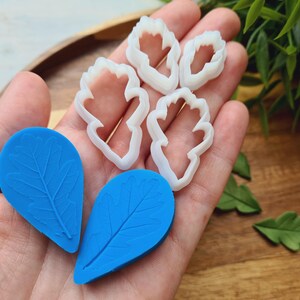Silicone veiner of Oak leaf, style 1, Leaf Veiner, 3D Printed Cutters, Plastic PLA, Polymer Clay, Earrings, Botanical Jewelry Tools image 4