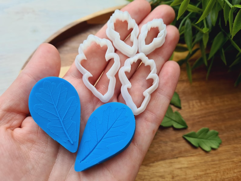 Silicone veiner of Oak leaf, style 1, Leaf Veiner, 3D Printed Cutters, Plastic PLA, Polymer Clay, Earrings, Botanical Jewelry Tools image 4
