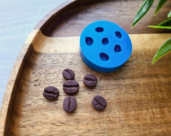 Silicone mold of Coffee bean, style 1, 6 elements, ~ 0.6*0.8-1 cm, H:0.3 cm, Resin, Fondant, Jewelry, Food Miniatures & Barista Crafts