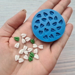 Silicone mold of Leaves, small, 19 pcs., ~ 0.6*0.8 cm, Modeling tool for accessories, jewelry,home decor,Shape for all types of polymer clay