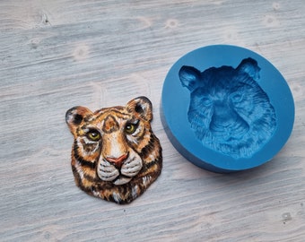 Silicone mold of Tiger, ~ 7.5 * 8.5 cm, Realistic Animal Mold for Polymer Clay, Resin, Fondant, Soap & Candle Making | DIY Craft Supply