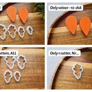 Silicone veiner of Oak leaf, style 1, Leaf Veiner, 3D Printed Cutters, Plastic PLA, Polymer Clay, Earrings, Botanical Jewelry Tools Orange 10 shA