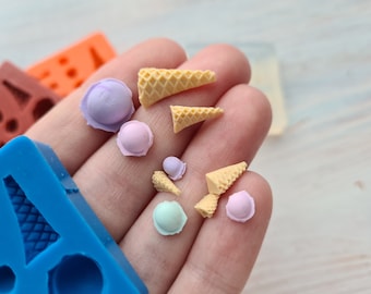 Silicone mold of Mini ice cream, 10 pcs., ~ 0.5-1.5 cm, Modeling tool for accessories, jewelry and home decor, Shape for polymer clay