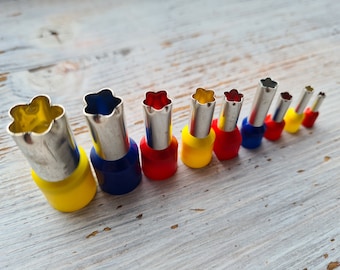 Set of metal cutters &quot;Flowers&quot;, 3, 4, 5 or 9 pcs., ≈ 0.55-0.11 inch (1.4cm - 0.3cm), Tools for sugar paste, metal clay, miniatures
