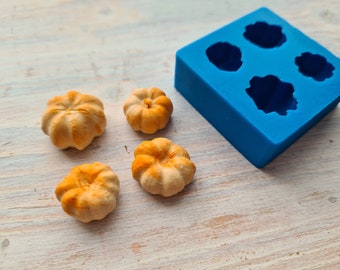 Silicone mold of Pumpkin imitation, style 2, 4 elements, ~ Ø 1.6-2 cm, H:0.9-1.2 cm, Modeling tool for accessories, Shape for polymer clay