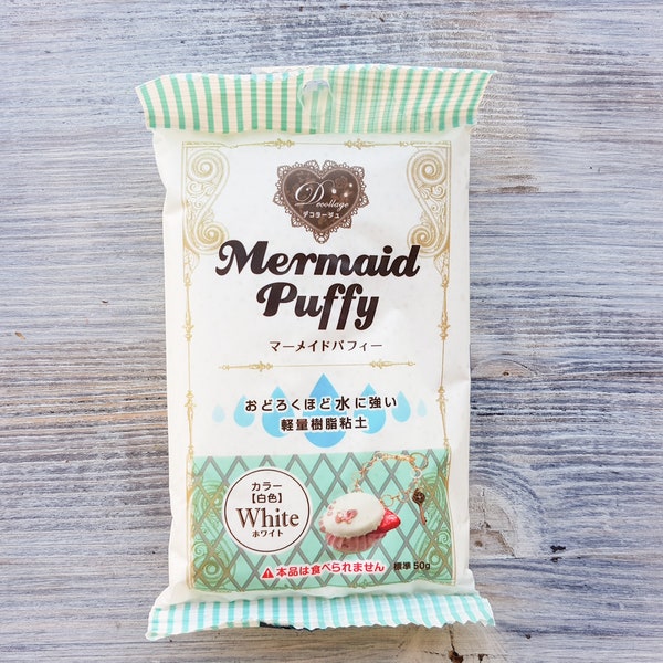 Padico modeling clay Mermaid Puffy, white, Air Dry Lightweight Paper Clay, Fast drying clay, For making accessory charms, miniature sweets