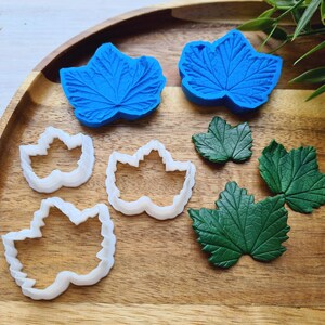 Silicone veiner of Currant leaf, Silicone Leaf Veiner, 3D Printed Cutters, Plastic PLA, Polymer Clay, Earrings, Botanical Jewelry Tools image 1