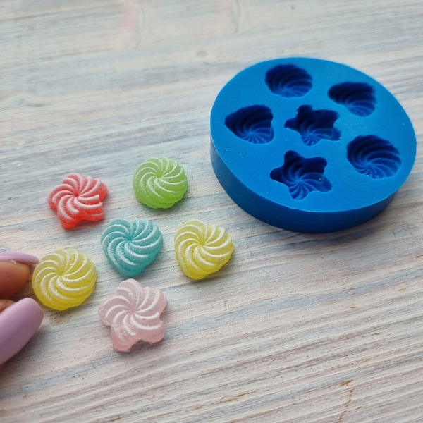 Silicone mold of Set of sweets, 6 pcs., ~ 1.3-1.5 cm, Modeling tool for accessories, jewelry,home decor, Shape for all types of polymer clay