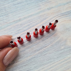 Set of tiny metal cutters, 7 types - heart, flower, leaf, star, circle, petal, hexagon ≈ 0.3 cm, miniature cutters for polymer clay, jewelry