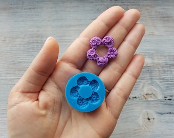 Silicone mold of Flower wreath, ~ Ø 2.8 cm, Modeling tool for accessories, jewelry and home decor, Shape for all types of polymer clay