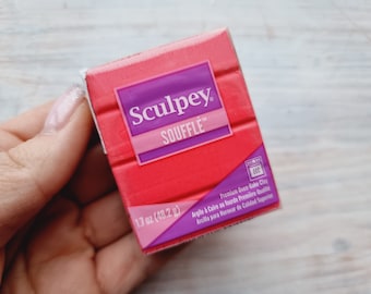 Sculpey Souffle, frambuesa, n.° 6004, 48 g (1,7 oz), arcilla ligera mate para horno, para aretes, joyería, arcilla de modelado suave y duradera, bricolaje, manualidades