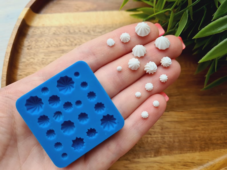 1:12-1;6 Silicone mold of Mini meringue, style 8, 20 elements, ~ Ø 0.3-0.8 cm, H;0.2-0.5 cm, Cream Swirl, Clay, Resin,Soap,Candle,Cake Decor bild 8