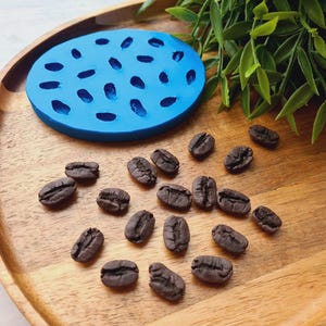 Silicone mold of Coffee bean, style 3, 19 elements, ~ 0.9-1.7 cm, H:0.6 cm, Resin, Jewelry, Food Miniatures & Barista Crafts