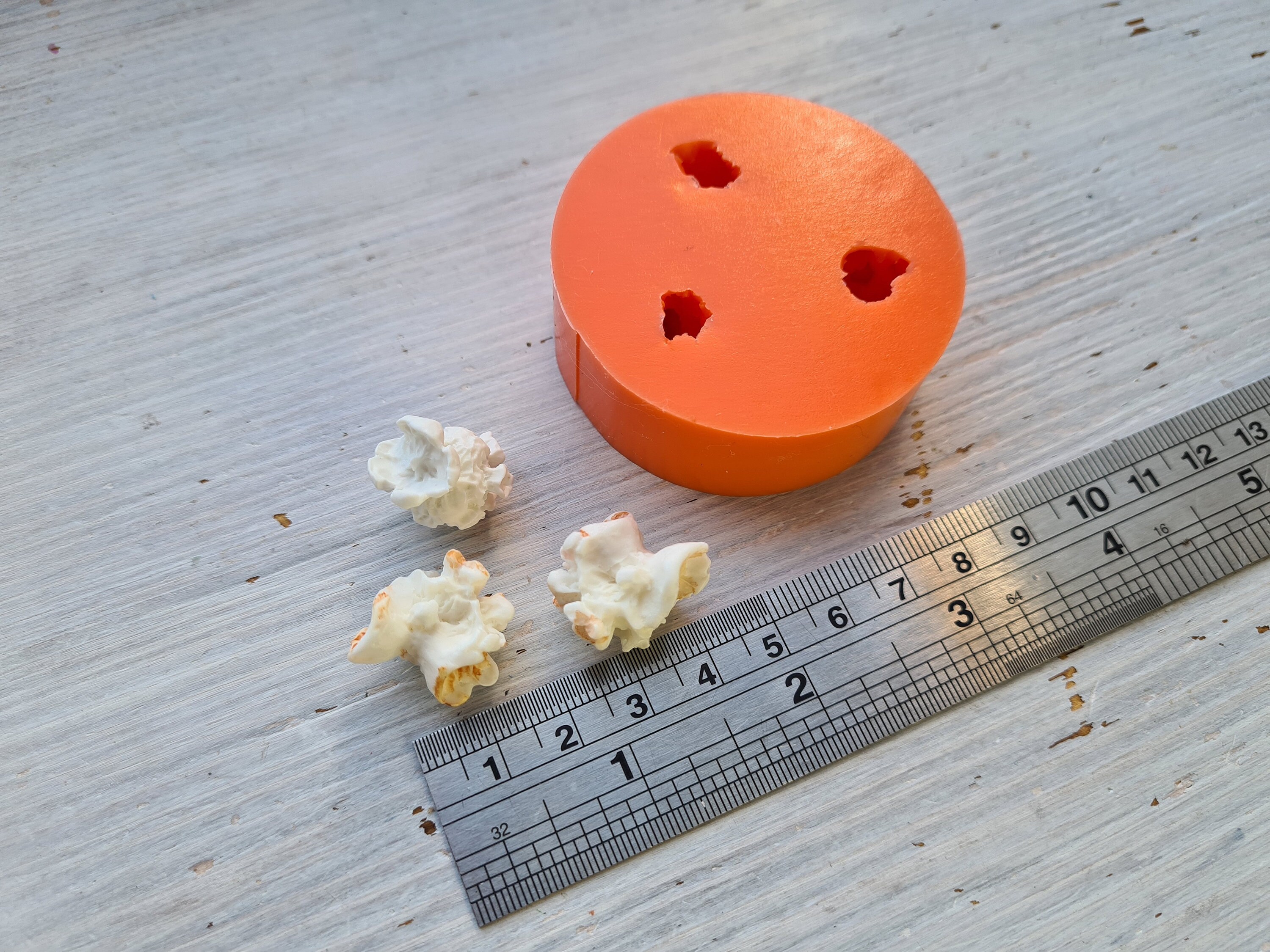 Silicone Mold of Popcorn, 3 Pcs., 1.7-2.3 Cm, Modeling Tool for