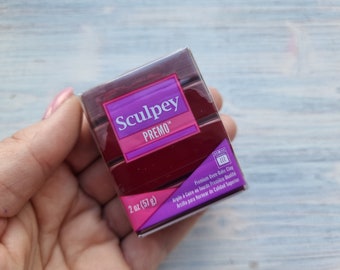 Sculpey Premo, teinte rouge alizarine, n° 5383, 57 g (2 oz), pâte polymère à cuire au four, pâte à modeler professionnelle, résistante et flexible, idéale pour la création de bijoux et la sculpture.