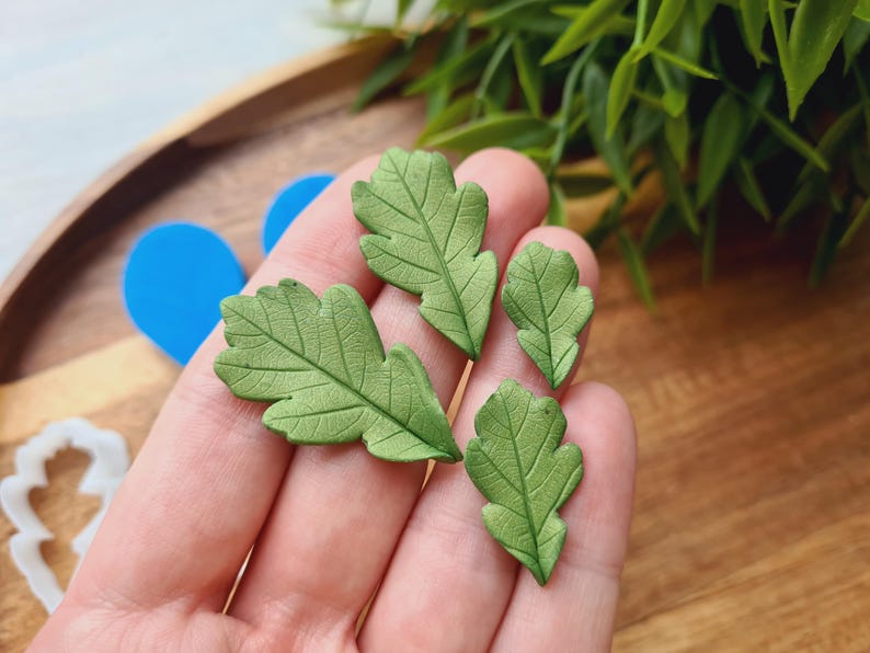 Silicone veiner of Oak leaf, style 1, Leaf Veiner, 3D Printed Cutters, Plastic PLA, Polymer Clay, Earrings, Botanical Jewelry Tools image 3