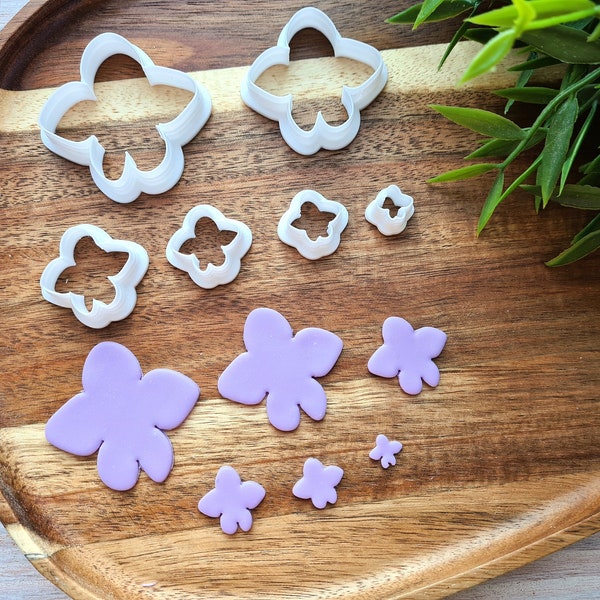 Violet flower, set of 6 cutters, One clay cutter or FULL set, Earring cutters, 3D printed cutters, Figure Tool Set for polymer clay