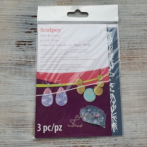 Silk Screen Sculpey, 2 sheets, Florals, textured, tool for polymer clay