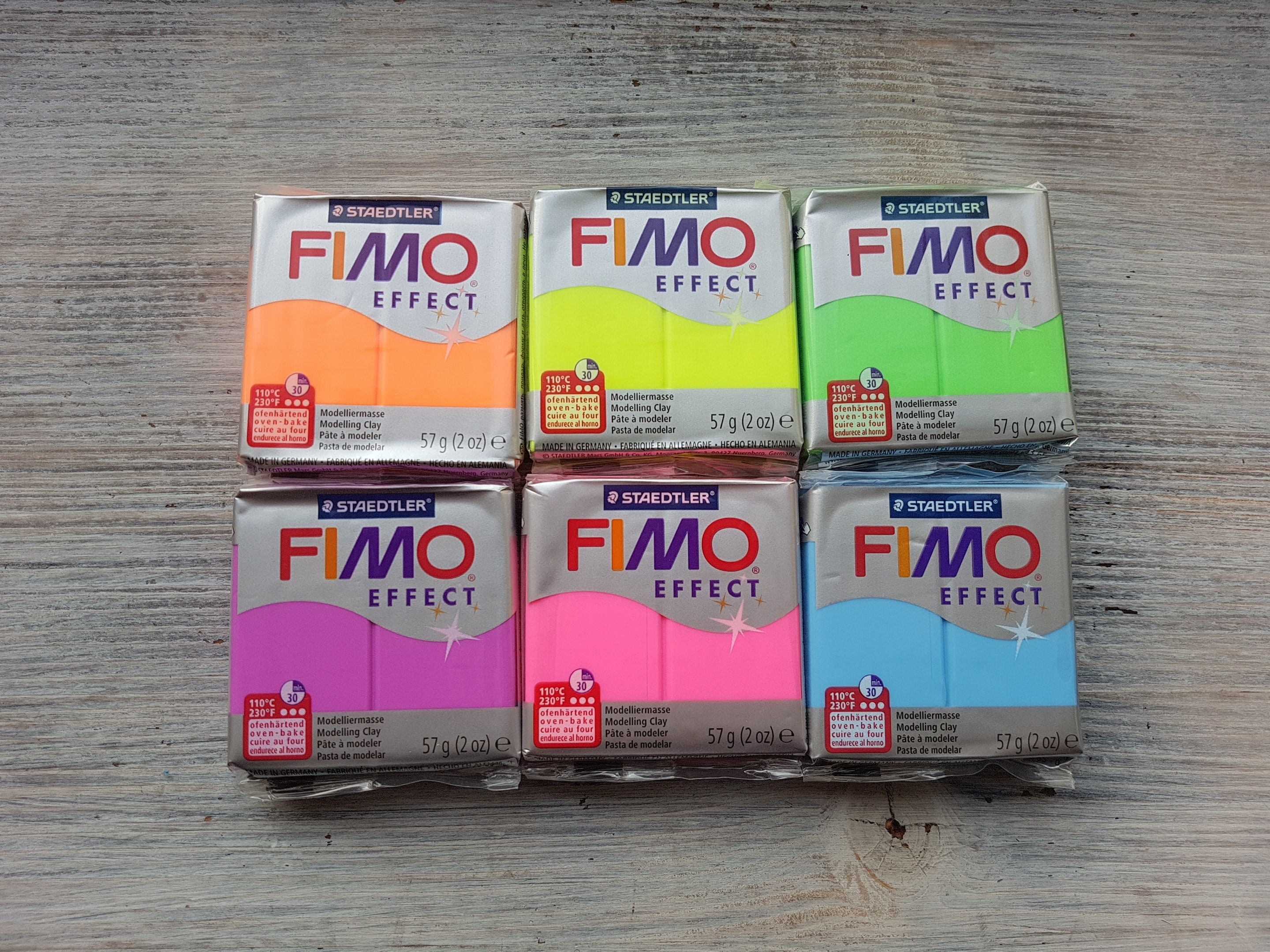 6 Ps Fimo Effect Neon Serie Polymer Clay Set 6 X 57g 2oz Etsy