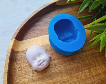 Silicone mold of Doll face, style 26, ~ 2.4*2.9 cm, H:1.6 cm, Polymer Clay, Resin, Soap Mold, Miniature Sculpting, Fondant, Cake Decor