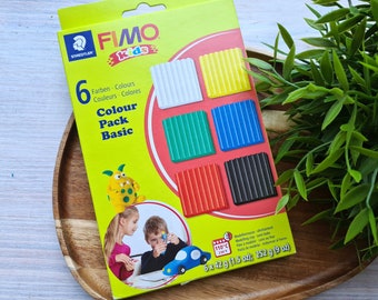 FIMO Kids, pack of 6 basic colors, 252g (9oz), Soft Oven-Bake Clay Set for Children, DIY Crafts, School Projects,Sculpting,Art,Modeling Clay
