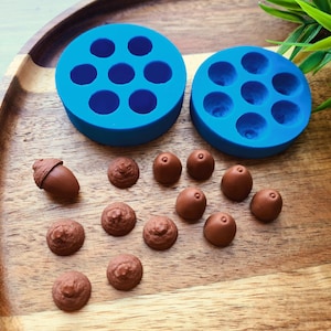 Silicone mold of Acorn, style 6, 7 elements, 2-part mold, ~ 1.1*1.7 cm, Modeling tool for accessories, jewelry,decor, Shape for polymer clay