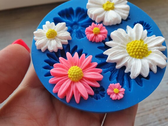 10 Pcs Small Flower Polymer Clay Molds Mini Flower and Leaf Polymer Clay  Molds for Jewelry Making Small Rose Daisy Silicone Molds Polymer Clay Molds