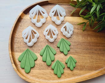 Earring, style 19, relief flower, set of 5, 3D Printed Earring Cutters for Polymer Clay, Plastic PLA Shapes for Clay Earrings,Jewelry Making