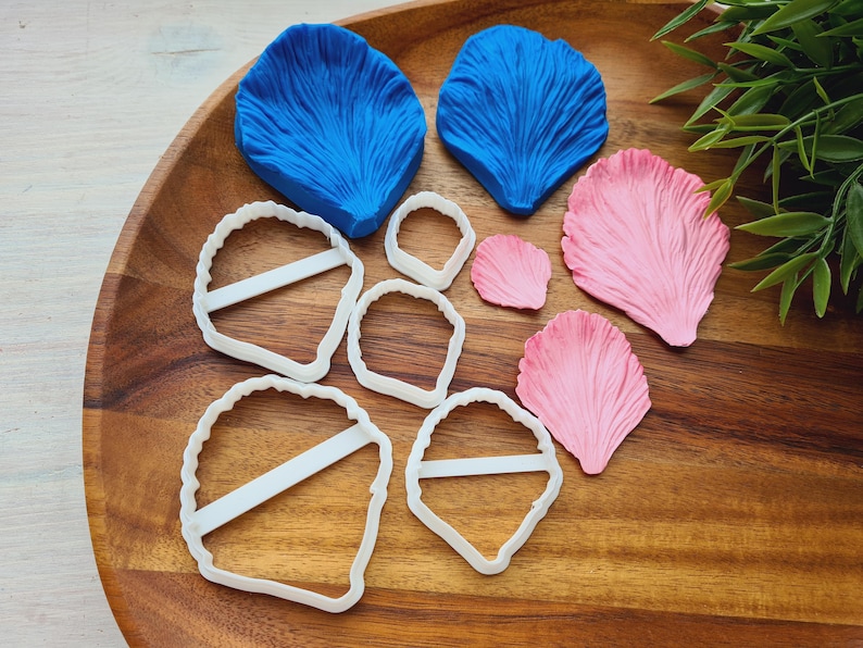Silicone veiner of Peony petal texture, Flower Veiner, 3D Printed Cutters, Plastic PLA, Polymer Clay, Earrings, Floral Jewelry Tools image 1