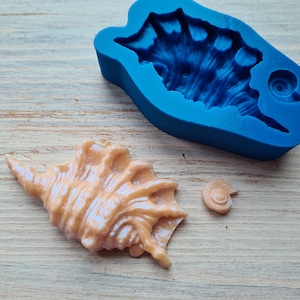 Silikonform aus Muschel, Stil 6, groß, 2 Elemente, ~ 1,2*1,3 cm, 4*7,5 cm, H:0,6-1,6 cm, Modellierwerkzeug, Form für Polymerton