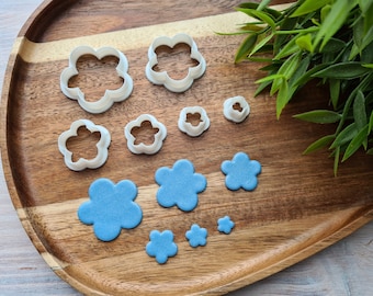 Bloem, stijl 3, set van 6 uitstekers, oorbellenstekkers, 3D-geprinte uitstekers, figuurgereedschapsset voor polymeerklei, Fimo