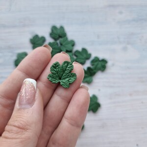 12/18/24/30 Oven-bake polymer clay handmade Cloudberry leaves 1.8-2 cm, made of Fimo oven-bake clay,pendants,polymer clay bead image 2