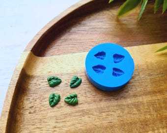 Silicone mold of Leaf, style 1, small, 4 elements, ~ 0.6*0.7 cm, H:0.2 cm, Modeling tool for accessories, jewelry, Shape for polymer clay