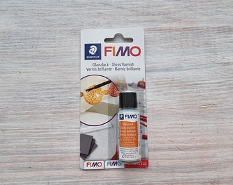 Vernis FIMO à base d'eau, brillant, avec pinceau, 10 ml, Médium de finition transparent pour pâte polymère, Outil de lissage et de structuration
