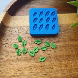 1:12 Silicone mold of Leaf, style 13, 12 elements, ~ 0.4*0.7 cm, H;0.1 cm, miniature, jewelry, Shape for polymer clay, Miniature leaf