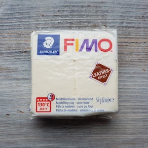 Fimo Effect Leather serie polymer clay, ivory, Nr. 029, 57g 2oz, Oven-hardening polymer modeling clay, Leather effect by STAEDTLER image 1