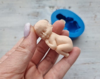 Silicone mold of Baby, 2D, ~ 3*5.4 cm, H:2 cm, Modeling tool for accessories, jewelry and home decor, Shape for polymer clay