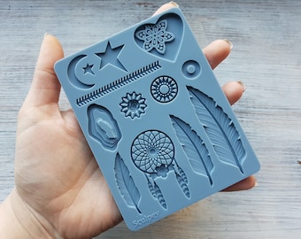 Sculpey® Silicone Mold "Boho Chic", 9.5*12.4 cm, Modeling tool for accessories, jewelry and home decor, Shape for all types of polymer clay