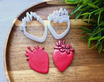 Erdbeer Ausstechform, Stil 1, Erdbeere 3D Ton Ausstechform, Fimo, Erdbeer Form für Ohrringe, Charms & Trinket Dish