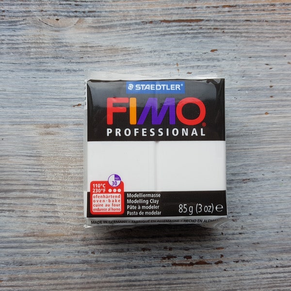 Pâte polymère FIMO série professionnelle, blanche, Nr. 0, 85 g (3 oz), Pâte à modeler polymère durcissant au four, Couleurs Fimo de base par STAEDTLER