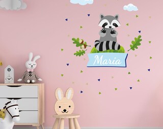 Adesivi Murali Decorativi Per Cameretta Con Coniglietto, Orso, Volpe E Luna – Set 2 Fogli 40x90 Cm, Rimovibili E Riutilizzabili