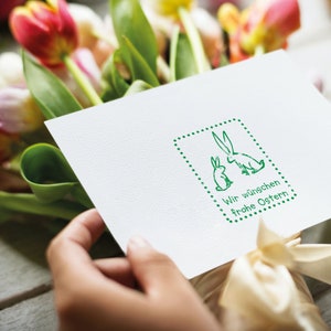 Easter wooden stamp - two bunnies (40 x 30 mm)