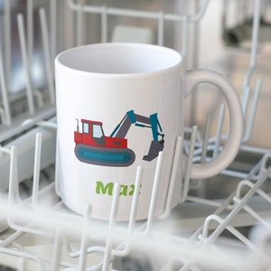 Ceramic mug &quot;Excavator&quot; mug for children with individual print
