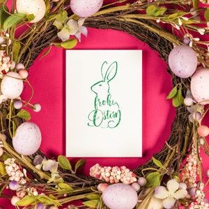 Easter wooden stamp - Typohase Happy Easter (40 x 30 mm)