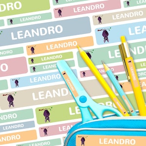 Name stickers for children &quot;Bat&quot; (set of 260 stickers in different sizes)