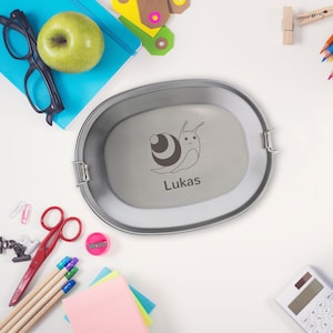 Lunch box &quot;Snail&quot; for children stainless steel personalized