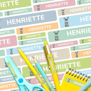 Adesivi con nome per bambini "Coniglio" (set di 260 adesivi in diverse dimensioni)