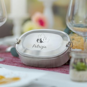 Lunch box &quot;Bee&quot; for children stainless steel personalized