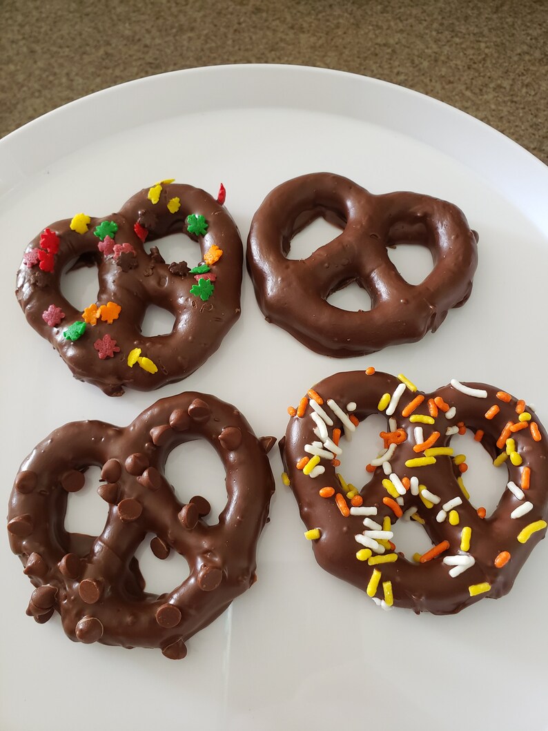 Extra Large Chocolate Dipped Pretzels Fall Design Etsy